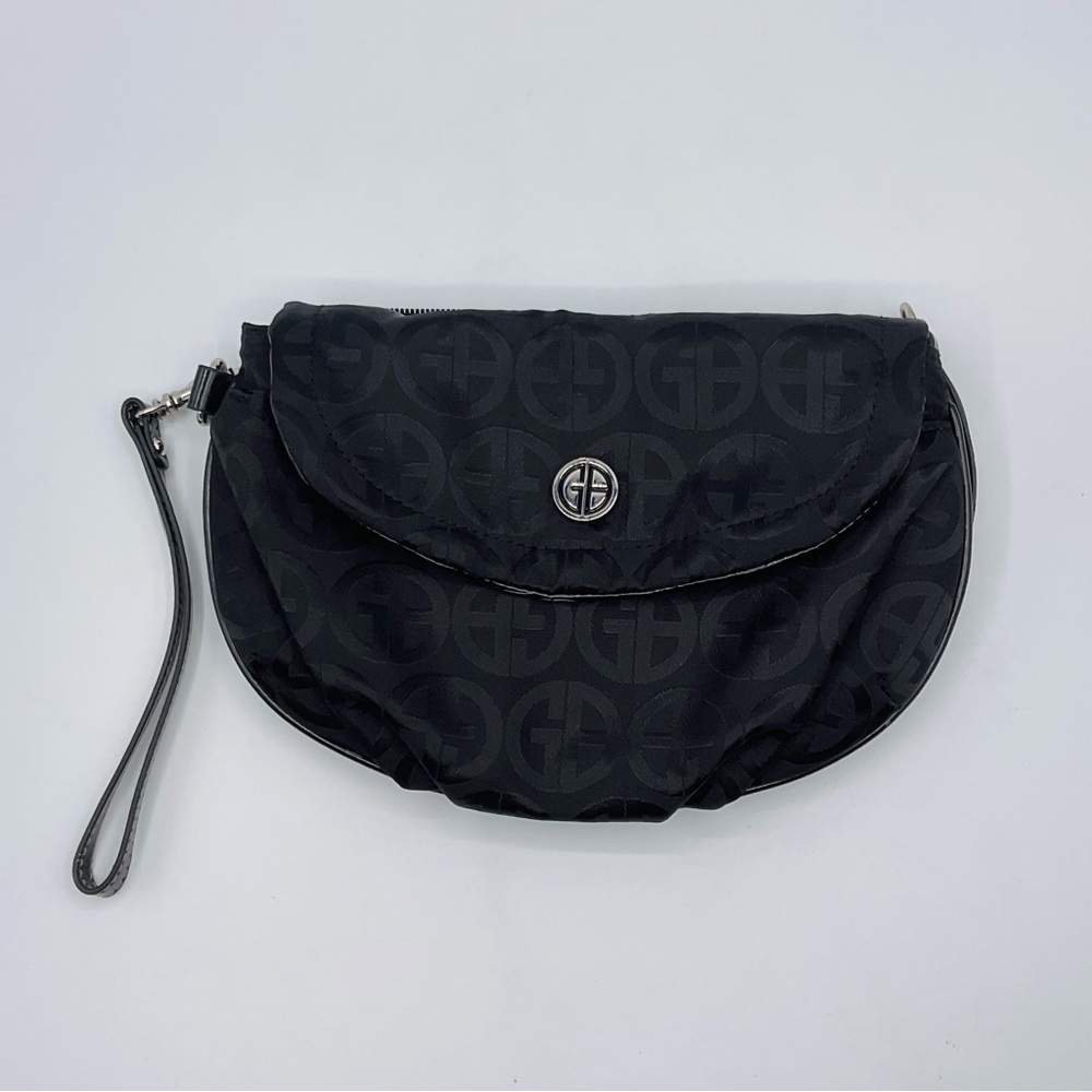 Giani Bernini Wristlet Purse Clutch Bag Zip Pocket Black 5 Compartment Small